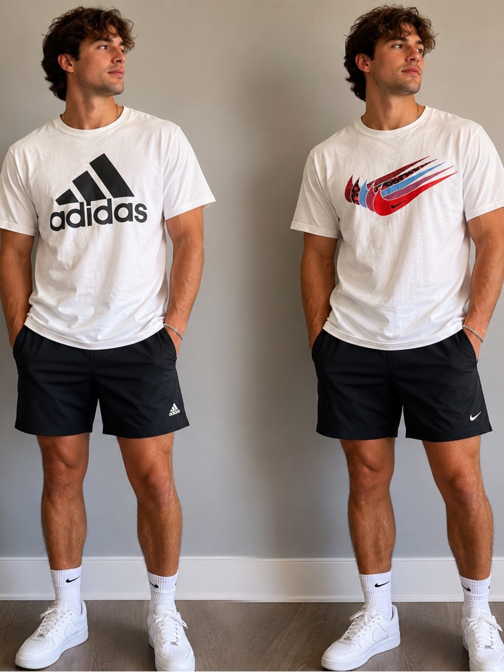Bundle of 2 Men’s Med. Adidas White Tee  & Nike White Tee.